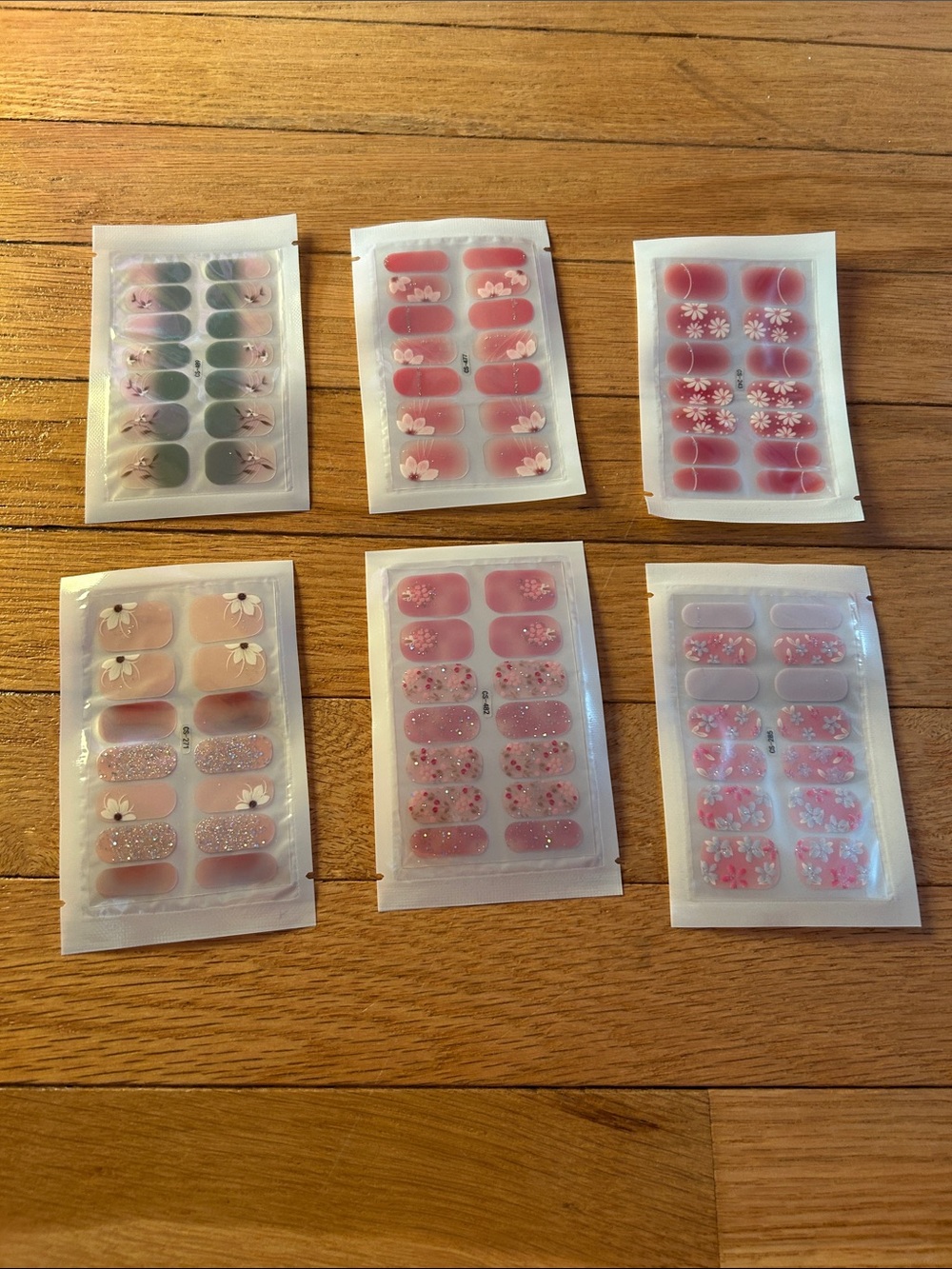 Pink Floral Press-On Nail Stickers - Pack of 6 Sheets